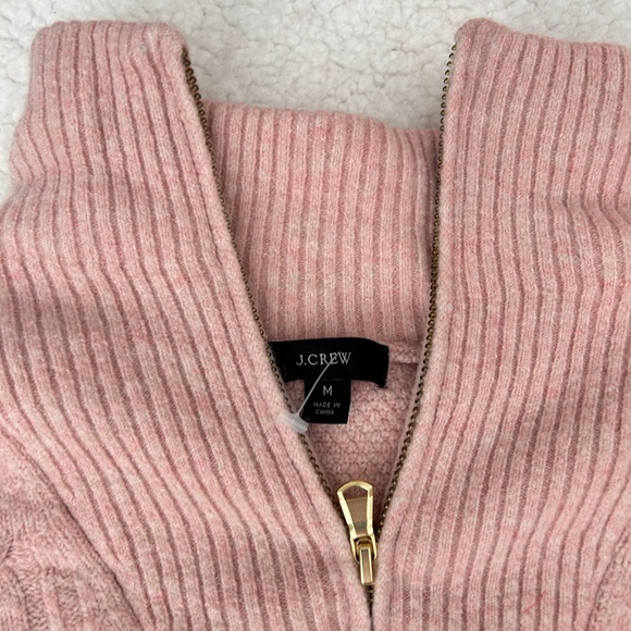 J. Crew Cable Knit Half Zip Sweater Supersoft Yarn Pink BD032 - Picture 6 of 6